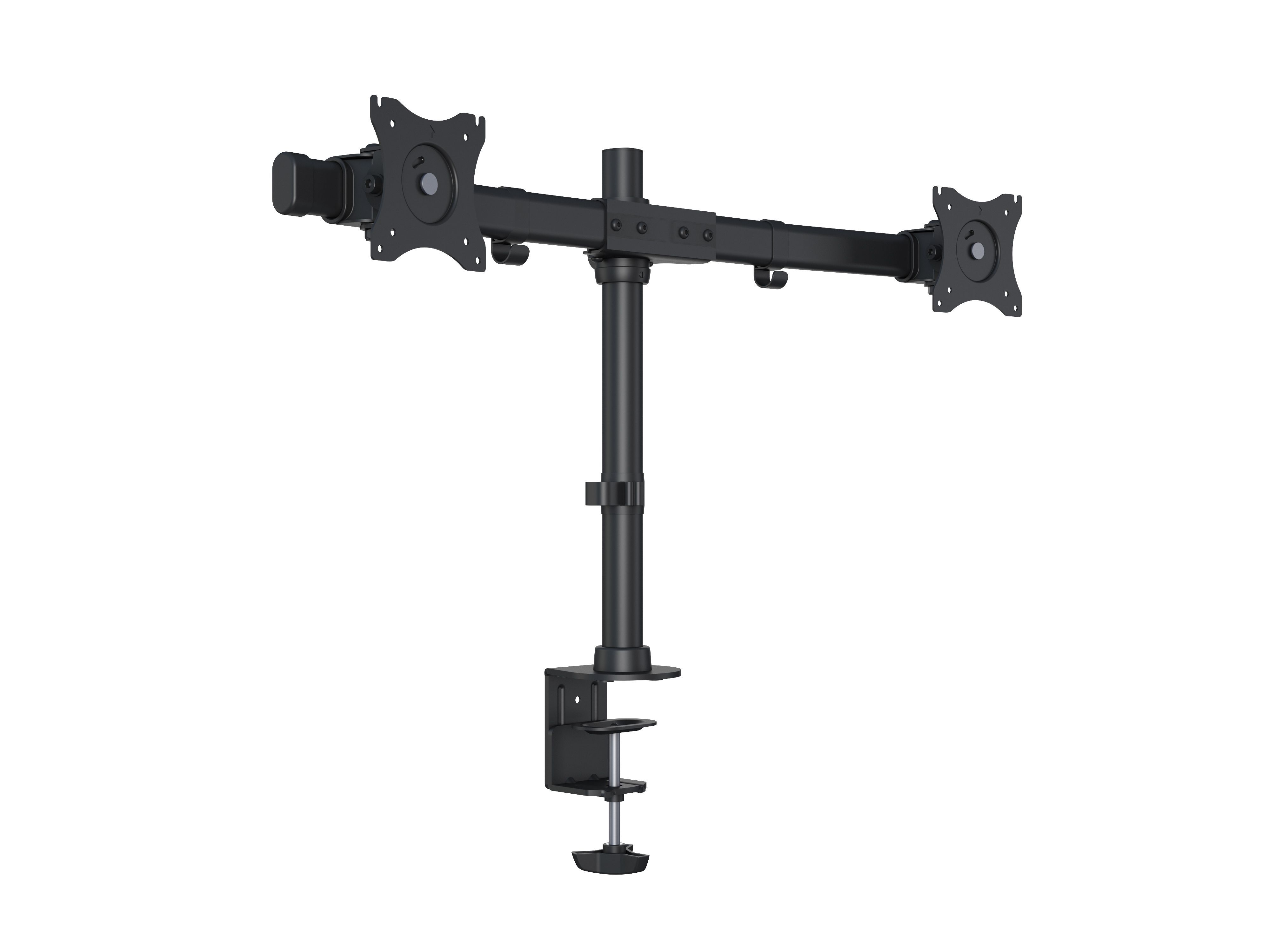 Multibrackets M Deskmount Basic Dual - Monteringssæt (bordmontering) - for 2 LCD displays - stål, højglansaluminium - sort - skærmstørrelse: 15-27 - klemmemonterbar