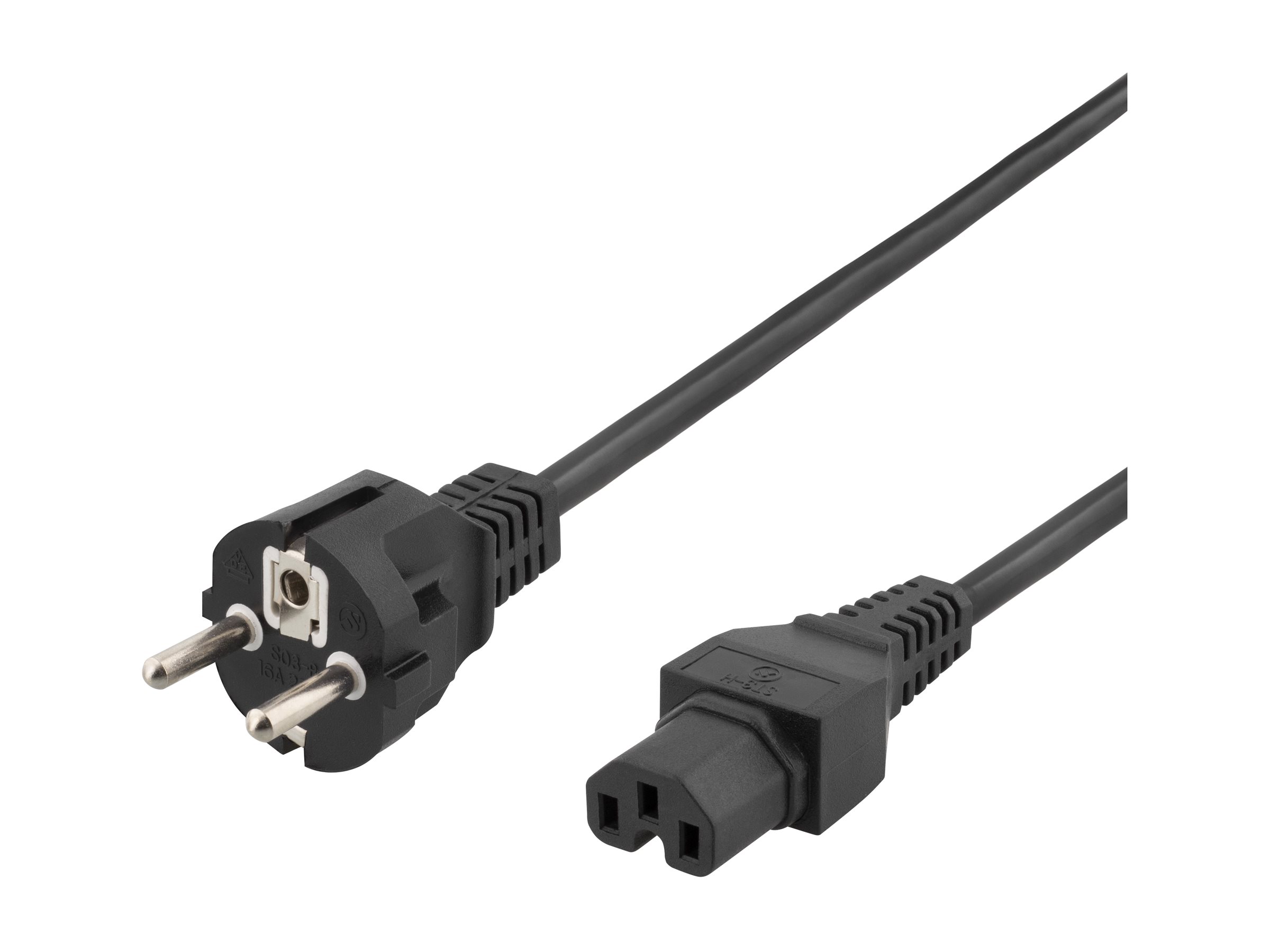 DELTACO power cord CEE 7/7 - IEC C15, 2m, black