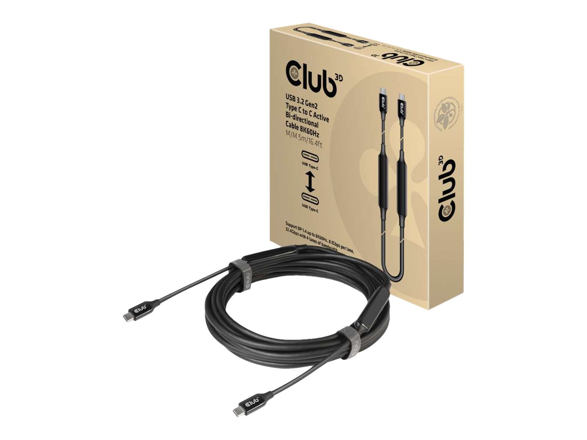 CLUB3D CAC-1535 USB-kablar 5 m USB 3.2 Gen 2 (3.1 Gen 2) USB C Svart