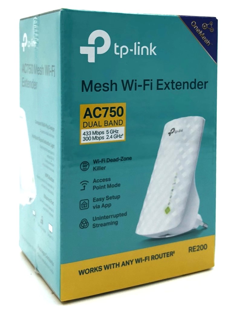 TP-LINK RE200,  trådløs AP, 750Mbps, WPS, RJ45, 802.11a/ac/b/g/n, hv