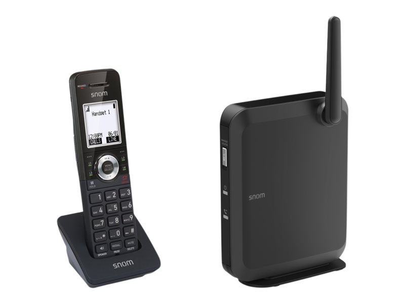 snom M110SC - Ledningsfri VoIP telefon med opkalds-ID - DECT - 3-vejs opkaldskapacitet - SIP, RTP, SRTP - sort
