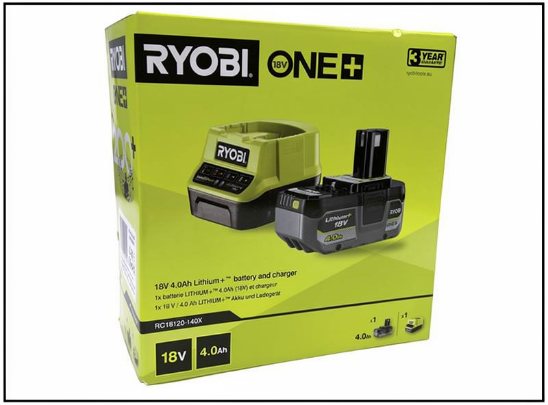Ryobi RC18120-140X, Batteri, Lithium-Ion (Li-Ion), 4 At, 18 V, Boremaskine, Skruemaskine, Borehammer, Sort, Grå