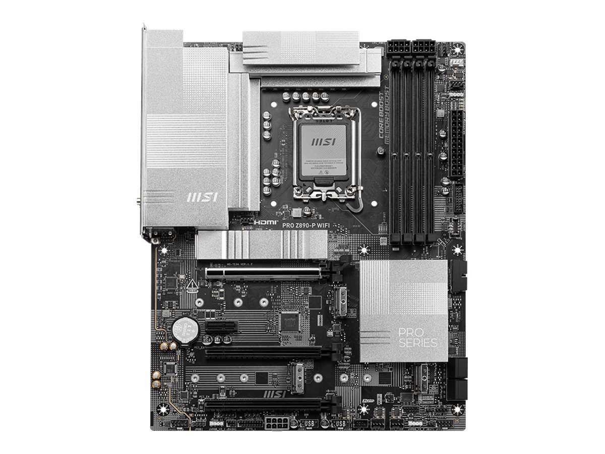 MSI PRO Z890-P WIFI - Bundkort - ATX - LGA1851 sokkel - Z890 Chipset - USB4, USB-C 3.2 Gen 2x2, USB 3.2 Gen 1, USB-C 3.2 Gen2, USB 3.2 Gen 2 - 5 Gigabit Ethernet, Wi-Fi 7, Bluetooth - onboard grafik (CPU påkrævet) - HD Audio (8-kanaler)