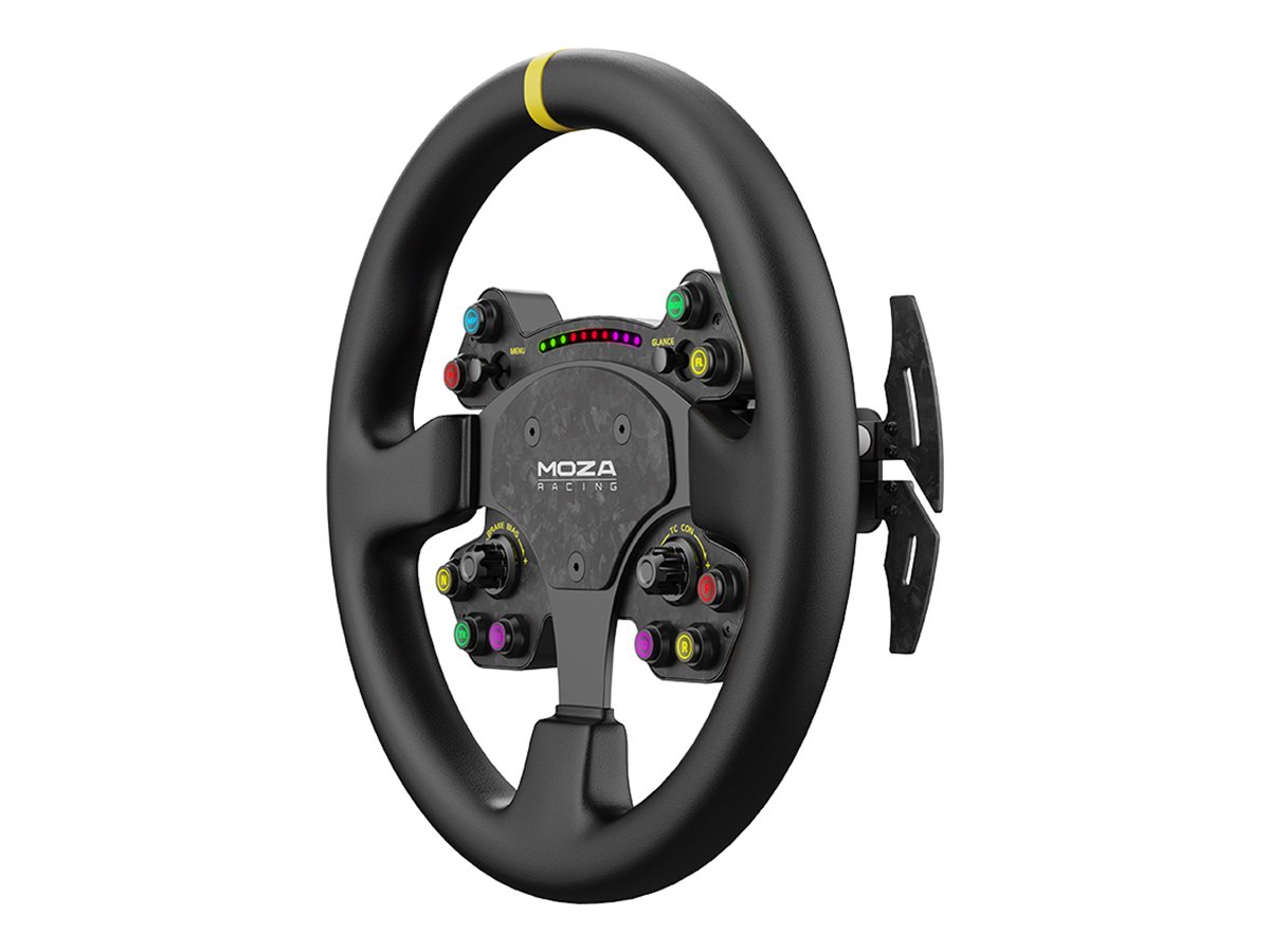 MOZA RS V2 Steering Wheel, Round - Læder(33 cm) Rat/Pedal - GEEKD.dk