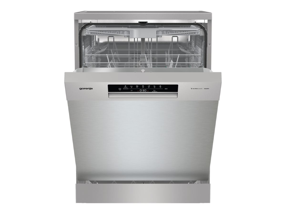 Indaplovė Gorenje GS643E90X | Pastatoma | Plotis 59.9 cm | 6 programos | E klasė| Ekranas | AquaStop funkcija | Sidabrinė