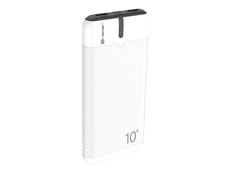 Tracer EnerGo Powerbank 10000mAh 2xUSB-A 2.0 1xUSB-C Sort Hvid