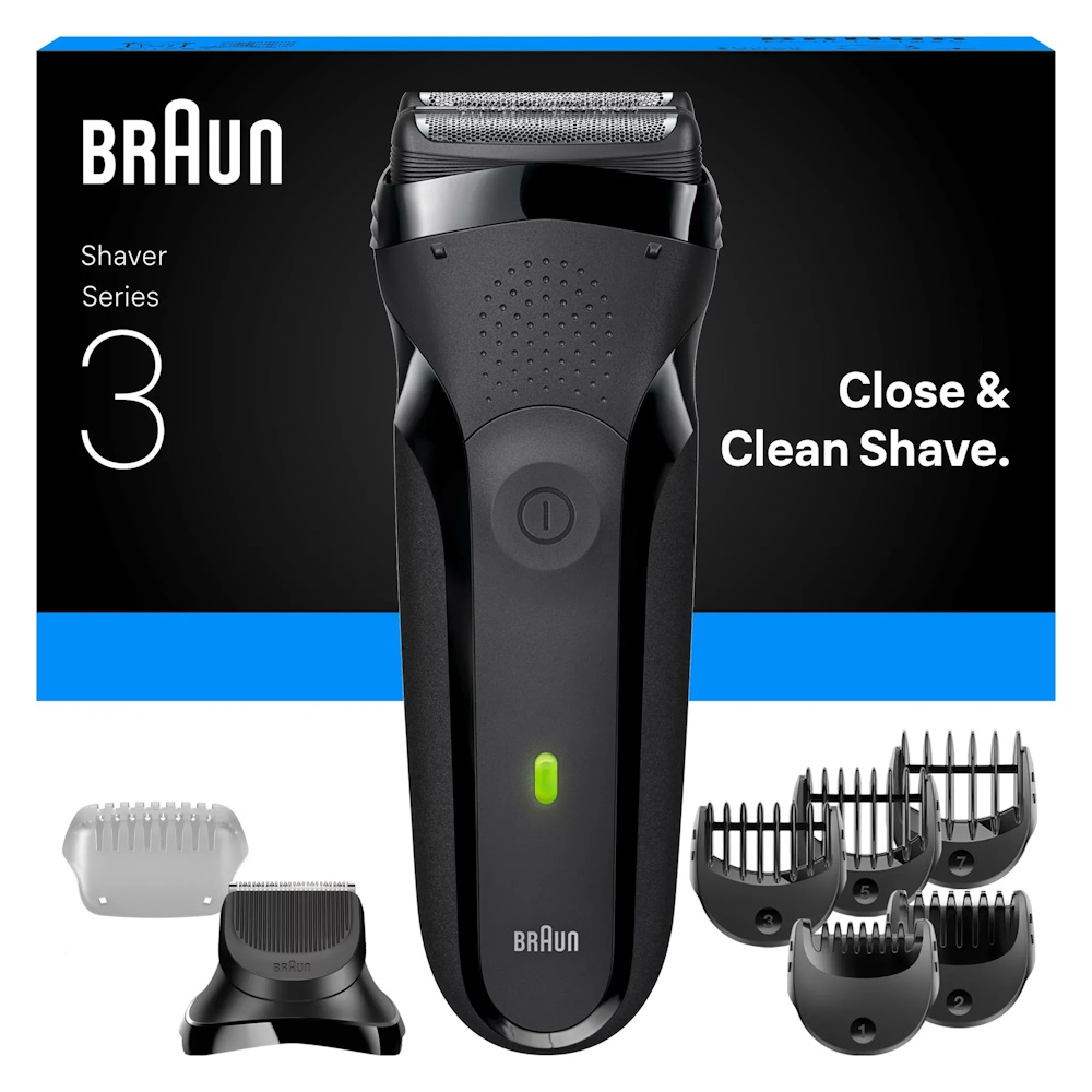 Braun Series 3 300BT, Rotations shaver, Sort, Knapper, 1 mm, Batteri, Nikkel-Metalhydrid (NiMH)