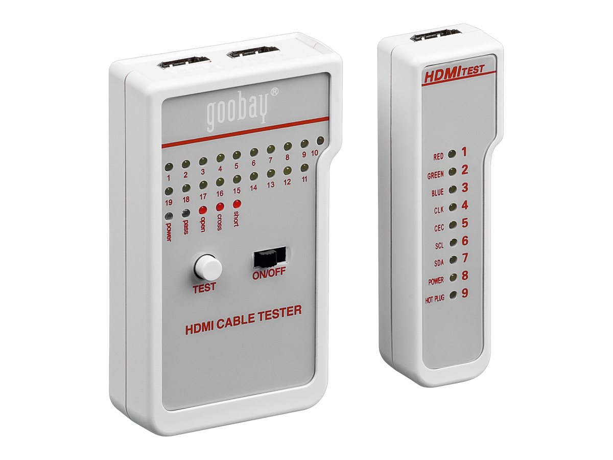 Goobay 31961, HDMI/lille HDMI-kabeltester, Hvid, Kontinuitetstest, Plast, Strøm, Status, 9V