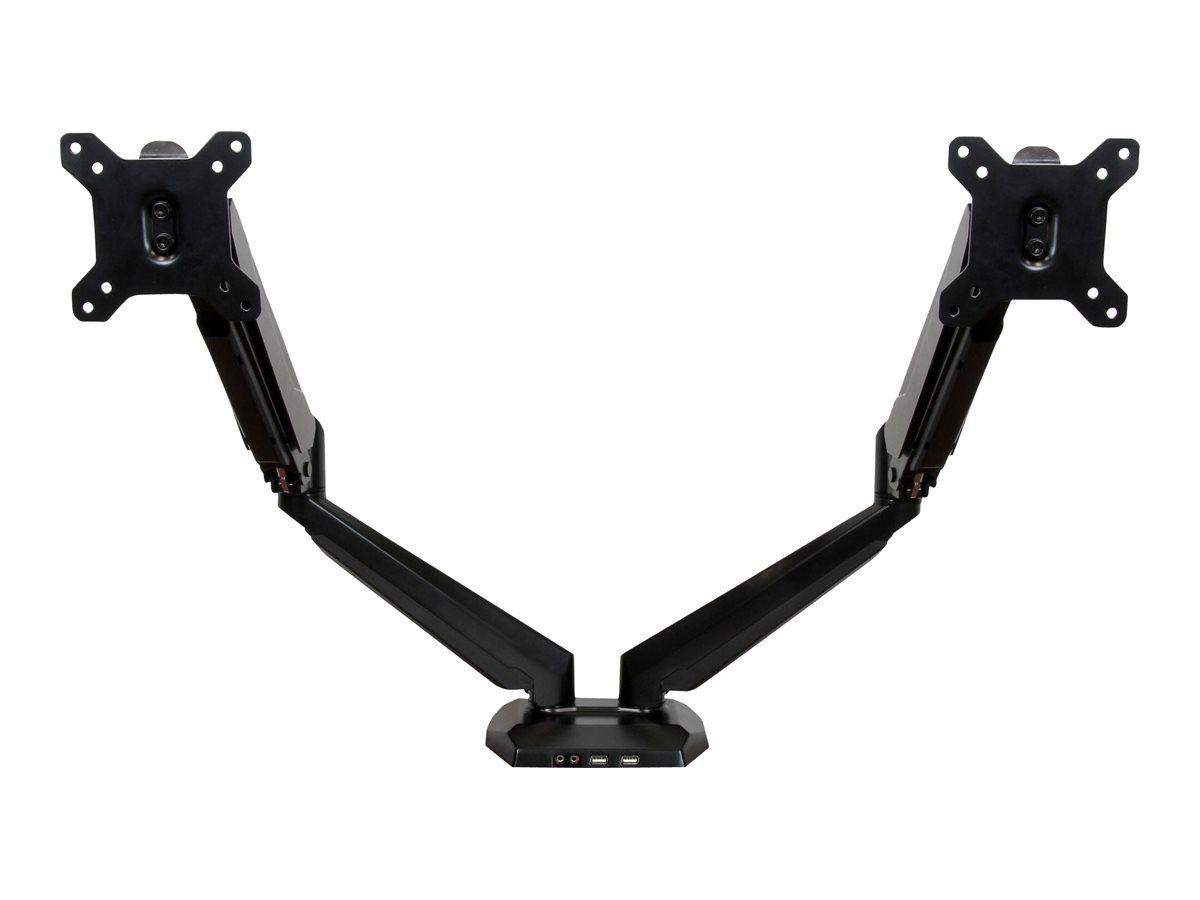Startech Desk Mount Dual Monitor Arm - One-Touch Height Adjustment (ARMSLIMDUO) - Monteringssæt - justerbar arm - for LCD display - aluminium - sort - skærmstørrelse: 12-32 - skrivebordsmonterbar - for P/N: ACCSMNT, DK30A2DH, DK30C2DAGPD, DK30C2HAGPD, PXT101YUK, TB3DK2DPM2, TB3DK2DPPD