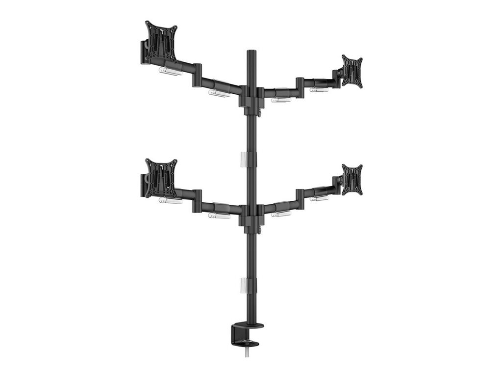 Multibrackets M VESA Deskmount Officeline Quad - Stativ - justerbar arm - for 4 LCD displays - stål - sort - skærmstørrelse: 15-30 - klemmemonterbar
