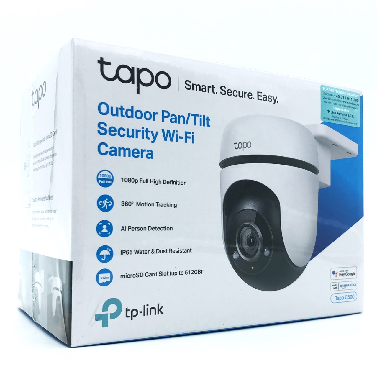 TP-Link Tapo C500, IP-sikkerhedskamera, Udendørs, Trådløs, Loft, Sort, Hvid, Kuppel