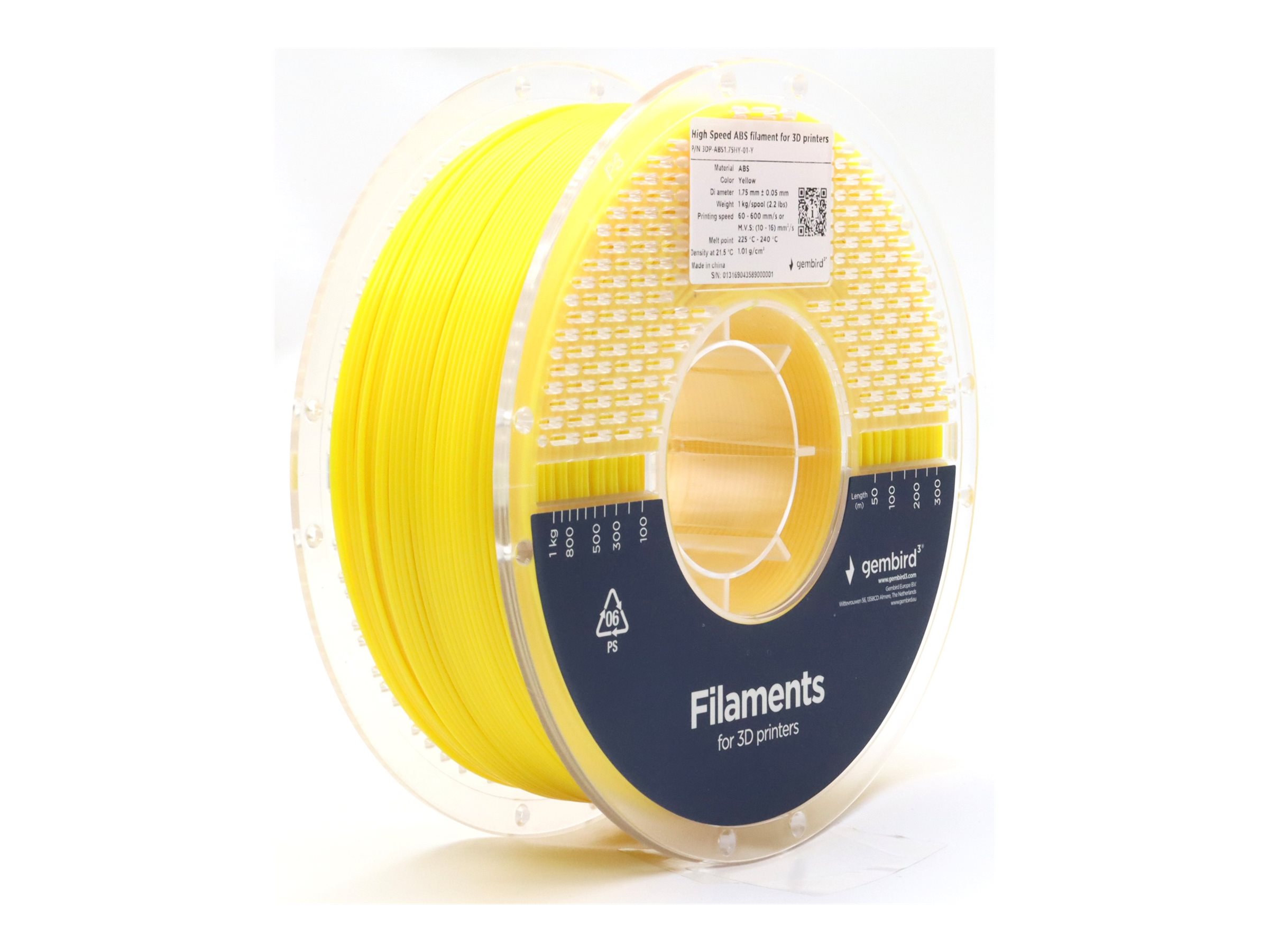 Gembird High Speed ABS - Gul - 1.75mm ø - 1 kg