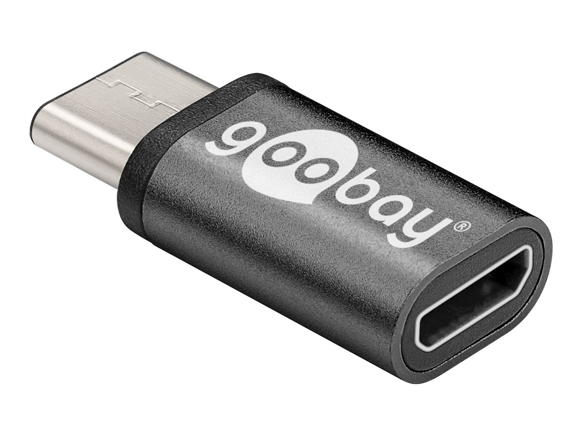 Goobay Adapter USB-C™ till USB 2.0 Micro-B, grå USB-C™ plugg > USB 2,0 mikro uttag (typ B)