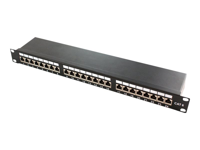 Patch panel 19"-mounting Cat.6 STP 24 ports, black