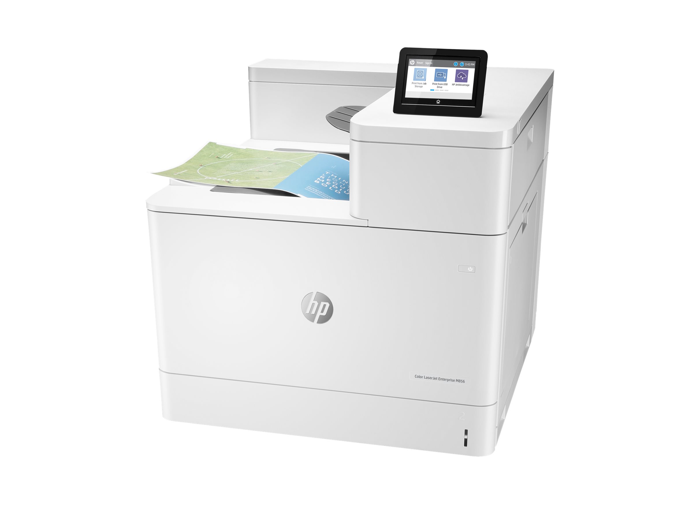 HP Color LaserJet Enterprise M856dn - Printer - farve - Duplex - laser - A3/Ledger - 1200 x 1200 dpi - op til 56 spm (mono) / op til 56 spm (farve) - kapacitet: 650 ark - USB 2.0, Gigabit LAN, USB 2.0 vært