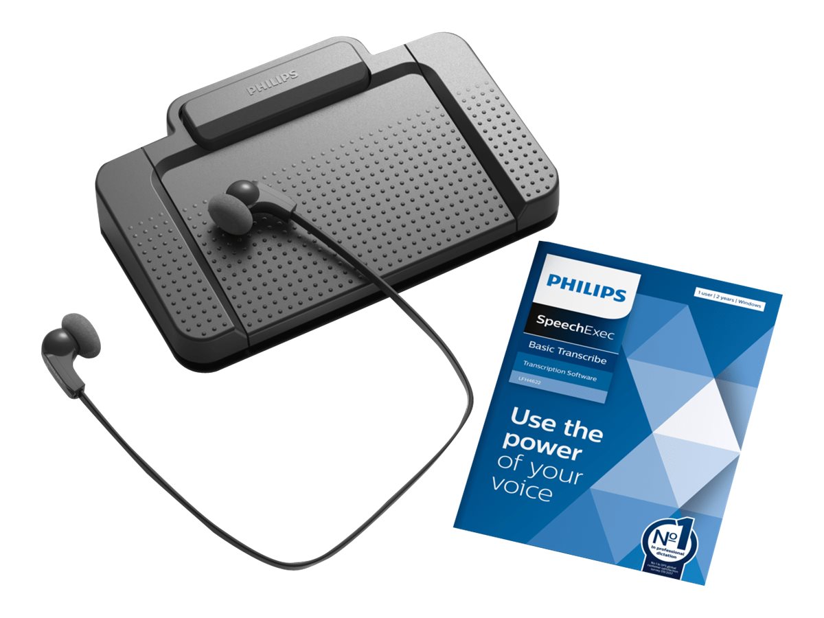 Philips SpeechExec Transcription Set LFH7177 - Licensabonnemet (2 år) - Win - med USB-fodkontrol/stereohovedtelefoner