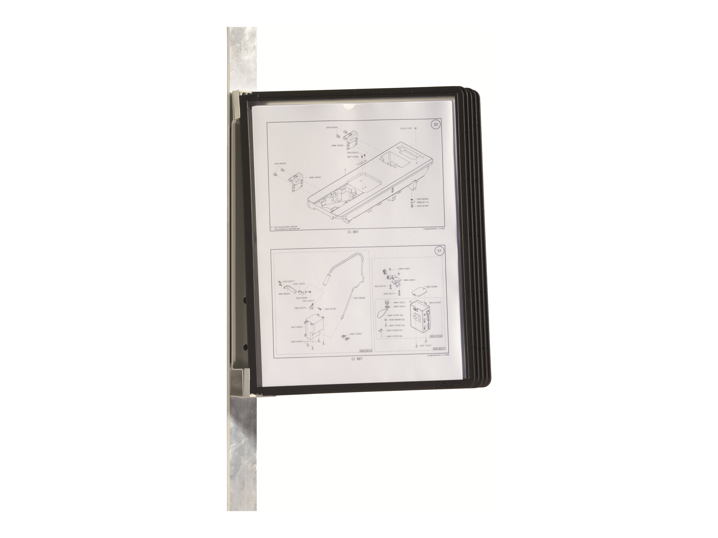 Durable VARIO MAGNET vægmodel i A4 med 5 lommer i farven sort