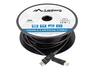 Lanberg HDMI 2.1 fiberoptisk HDMI-kabel 20 m - 48 Gbit/s, 8K
