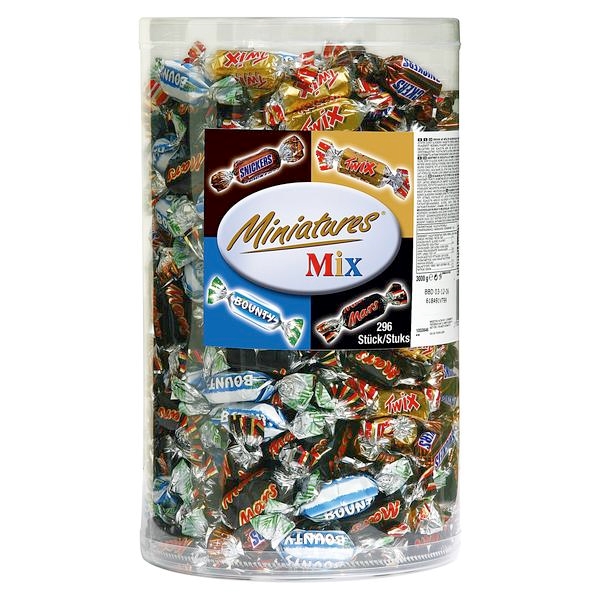 Chokolade Miniatures 3 kg. ca. 296 stk.