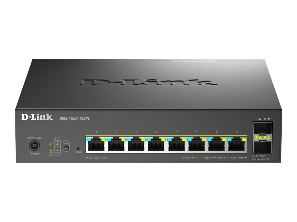 D-Link DMS 1250-10SPL Switch 8-porte 2.5 Gigabit Ethernet PoE++