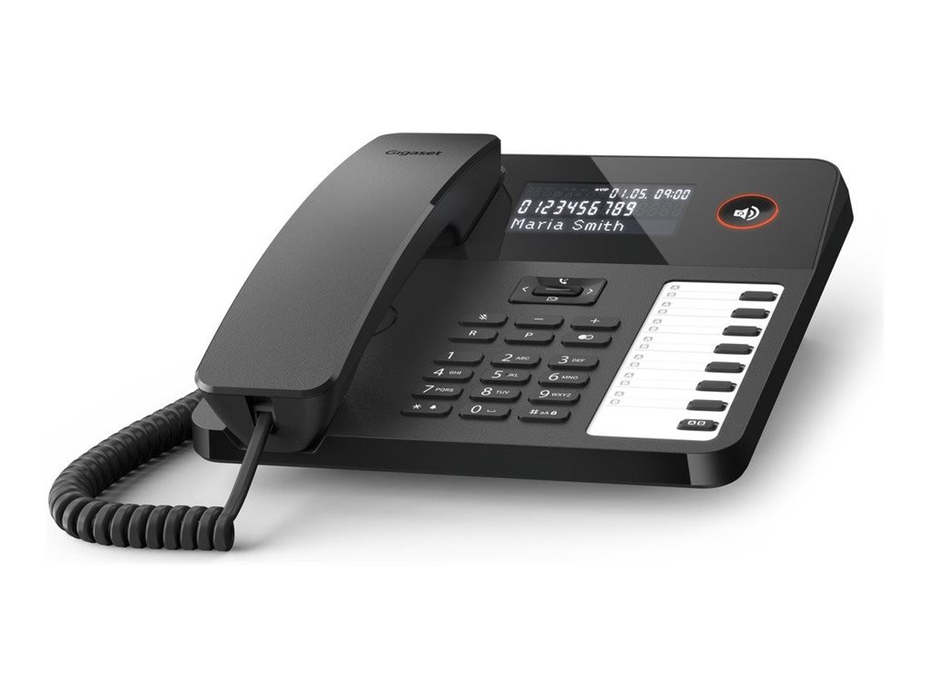 Gigaset DESK 600 – analog fastnettelefon med opkalds-id, sort