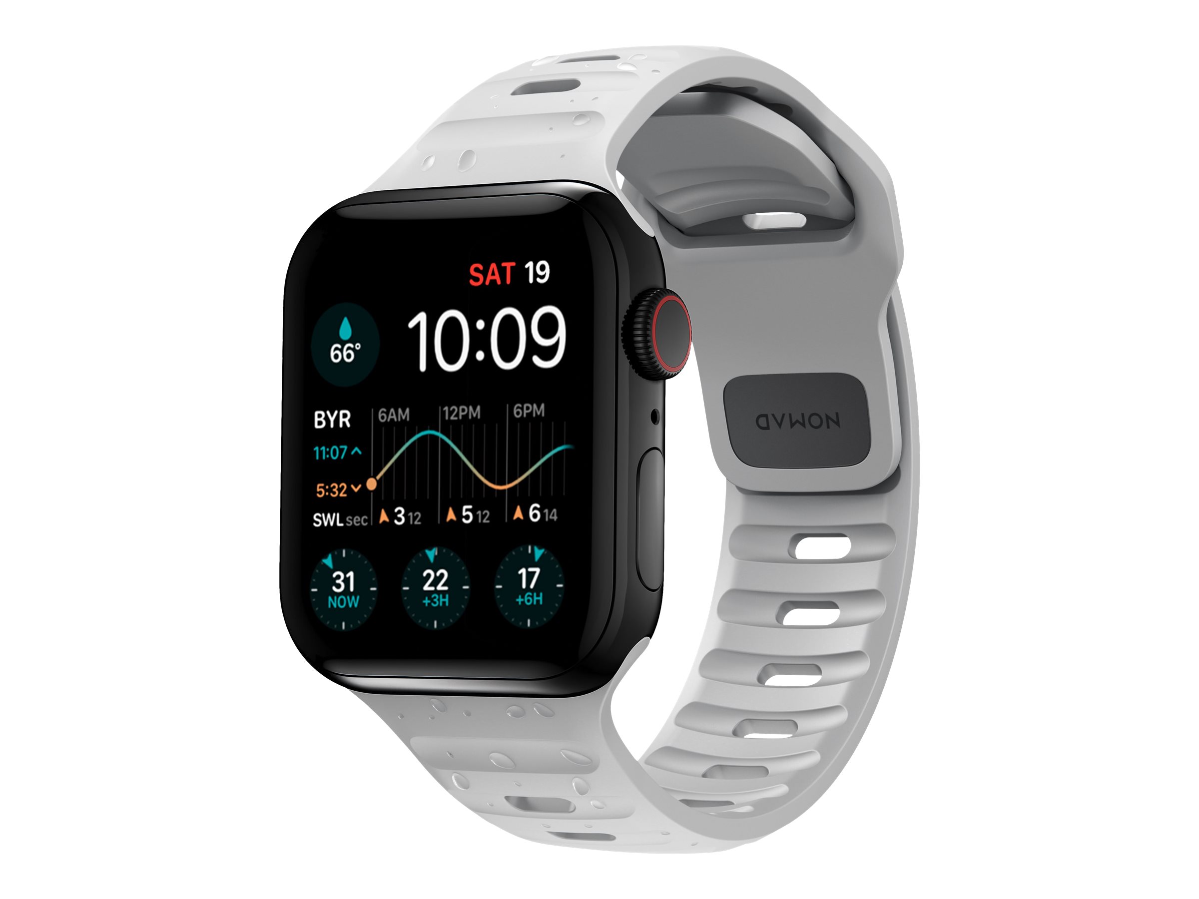 Nomad Sport Band - Urrem for smart watch - 150 - 200 mm - månegrå - for Apple Watch Hermès Series 9, SE 3, Series 10, Series 11, Series 9, Ultra 2, Ultra 3