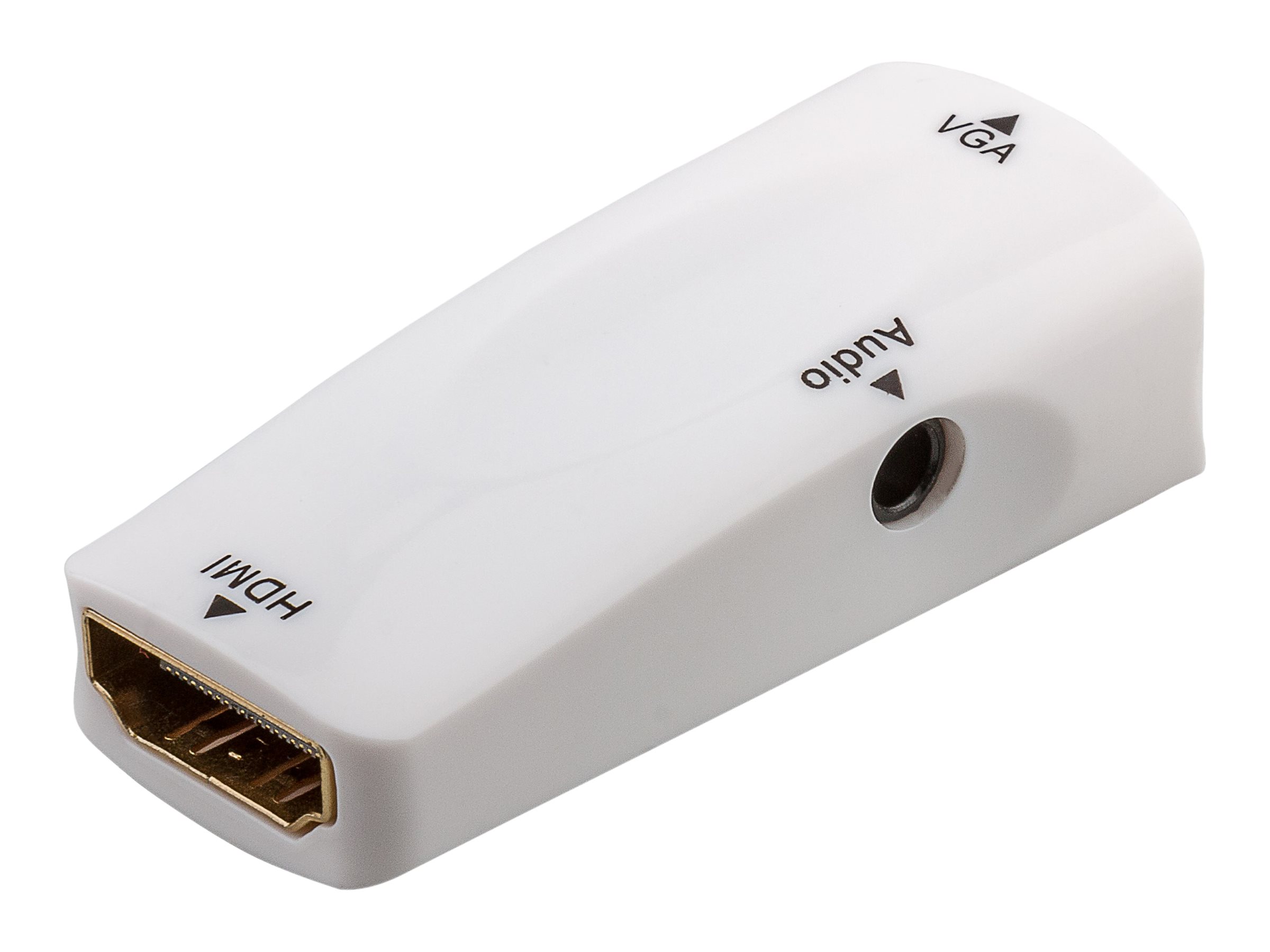 Kompakt HDMI til VGA konverter m. audio - HDMI hun, Hvid