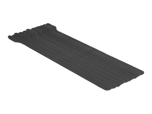 Delock - Krog og løkke-fastgørelse - 30 cm - sort (pakke med 10)