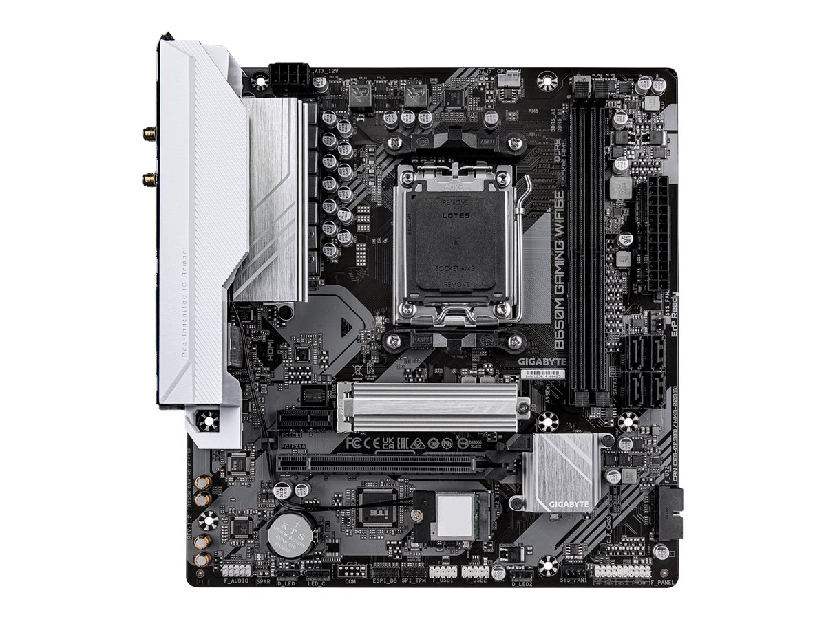 Gigabyte B650M GAMING WIFI6E - Bundkort - micro ATX - Socket AM5 - AMD B650 Chipset - USB 3.2 Gen 1 - 2.5 Gigabit LAN, Bluetooth, Wi-Fi 6E - onboard grafik (CPU påkrævet) - HD Audio (8-kanaler)
