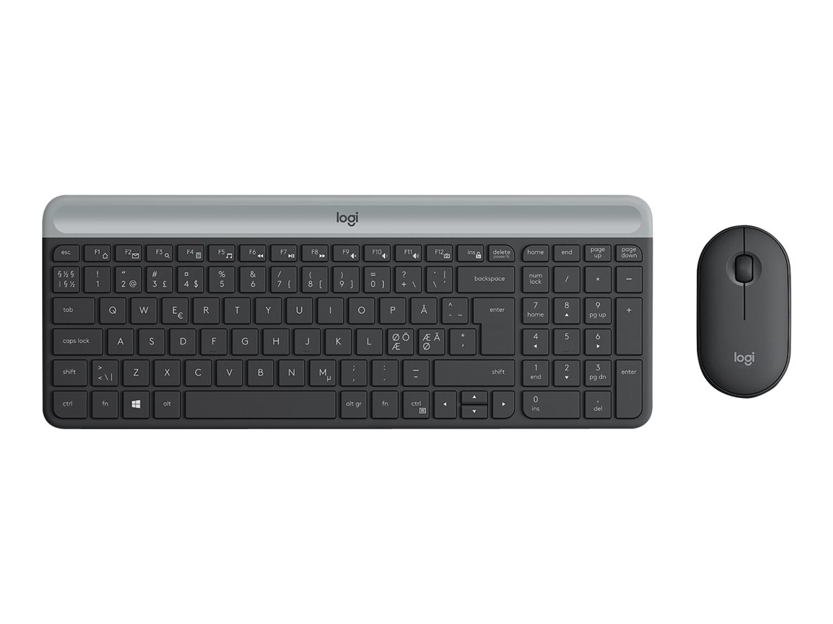 Logitech MK470 Slim Wireless Keyboard & Mouse Combo - Graphite - Tastatur & Mus sæt - Nordisk - Sort