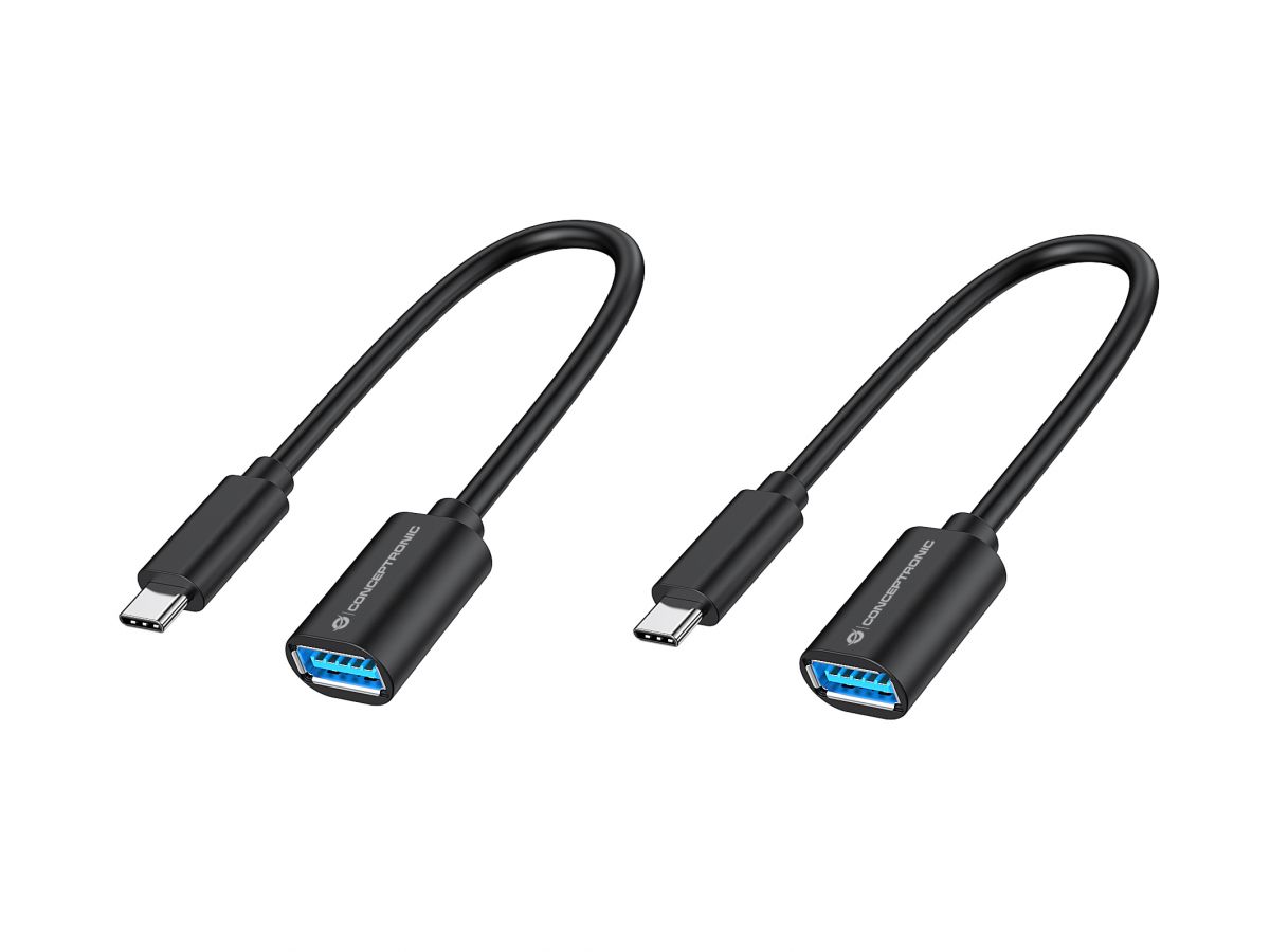 Conceptronic USB-C til USB-A adapterkabel - 2 stk., sort