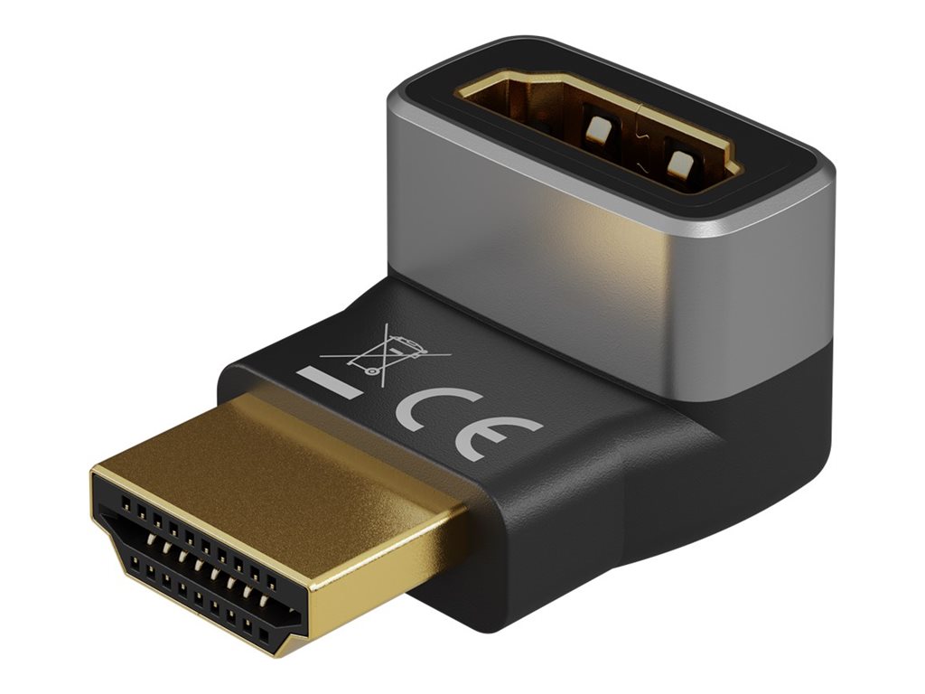 Goobay HDMI™ vinkeladapter 90° vertikal, 8K @ 60 Hz, guldpläterad HDMI™-uttag (typ A) > HDMI™ kontakt (typ A) 90 °