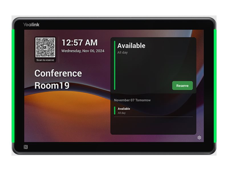 Yealink RoomPanel Plus E2 - overvågning af møderumstilgængelighed - 802.11a/b/g/n/ac, Bluetooth 5.0, NFC