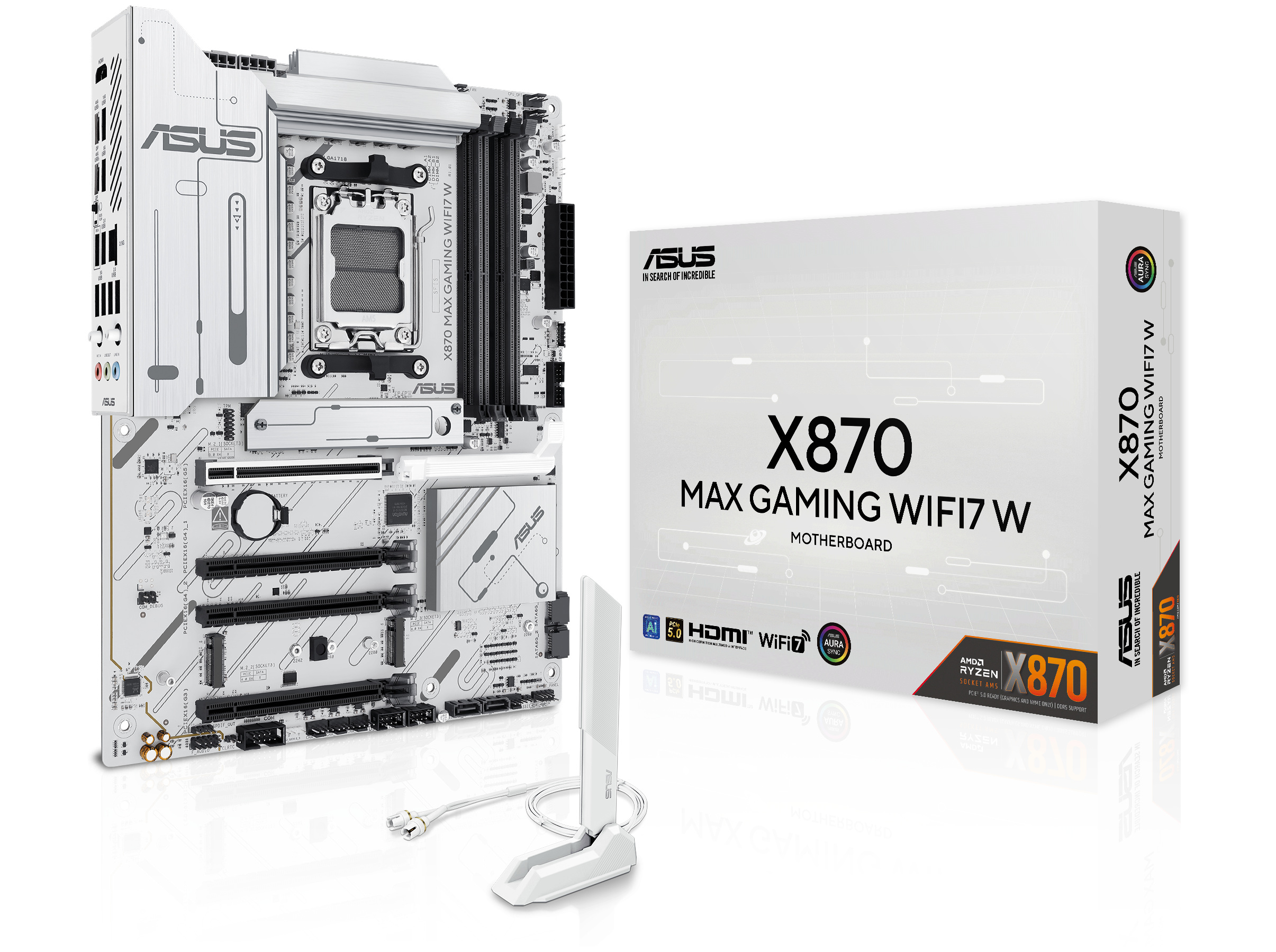 ASUS X870 MAX GAMING WIFI7 WHITE AMD X870 Sokkel AM5 ATX billede