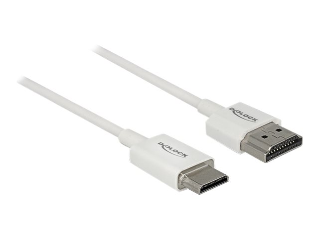 Delock High Speed HDMI with Ethernet HDMI-kabel med Ethernet 50cm Hvid