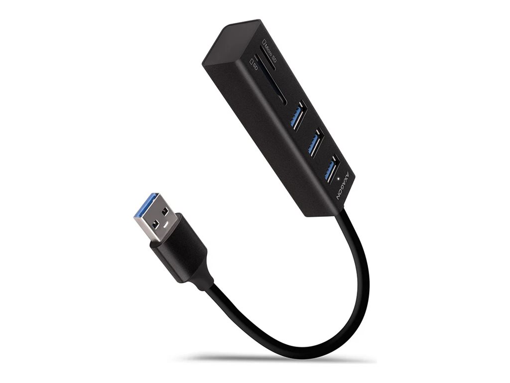 AXAGON SuperSpeed USB-A Hub with 3 USB Ports and Card Reader USB hub - USB 3.2 - 3 ports - Sort