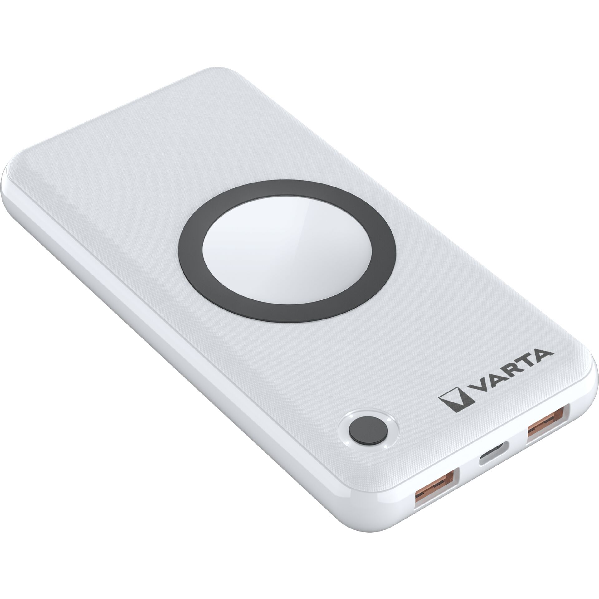Varta - Trådløs power bank - 2-i-1 - Li-pol - 15000 mAh - 55.5 Wh - 20 Watt - 3 A - PD, QC 3.0 - 3 output-stikforbindelser (2 x USB, USB-C)