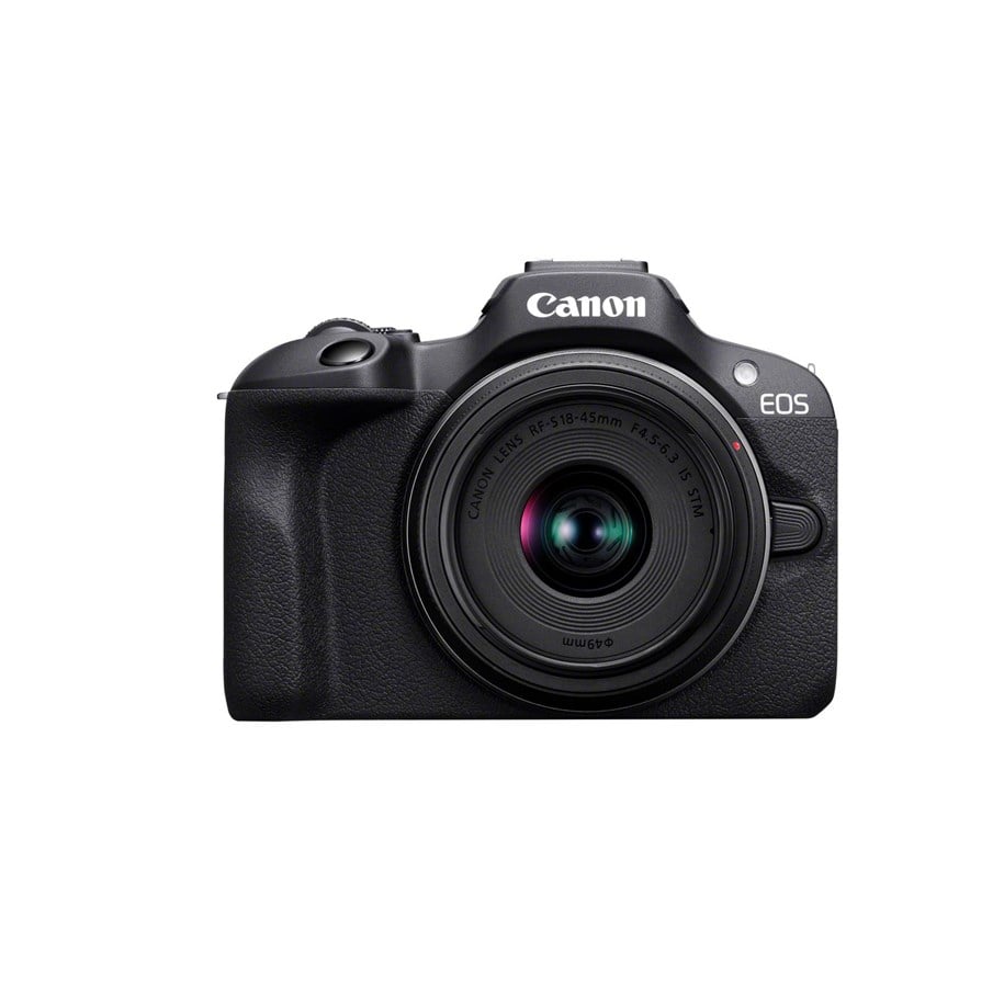 Canon EOS R100 - Digitalkamera - spejlløst - 24.1 MP - APS-C - 4K / 29.97 fps - 2.5x optisk zoom RF-S 18-45 mm F4.5-6.3 IS STM objektiv - Wi-Fi, Blue