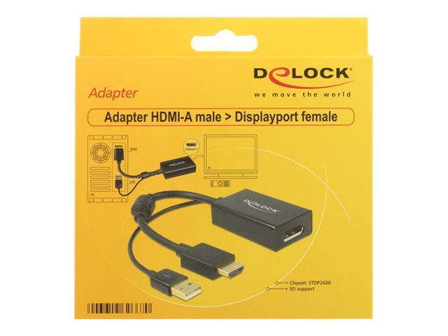 Delock Adapter 0.254m. Hdmi, Usb Displayport Sort