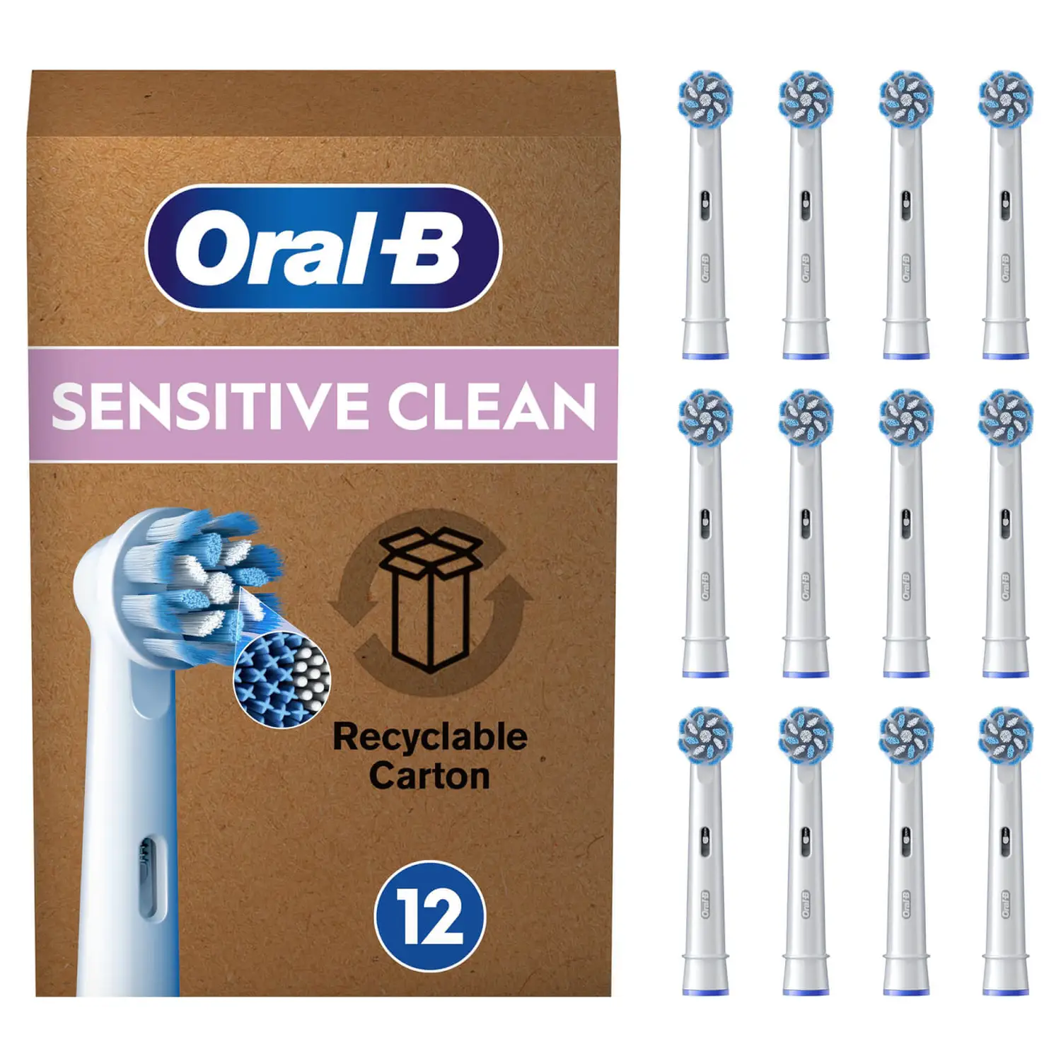 Oral-B Sensitive Clean , 12 stk, Hvid, 3 måned(er), Ekstra blød, Oral-B, Kasse