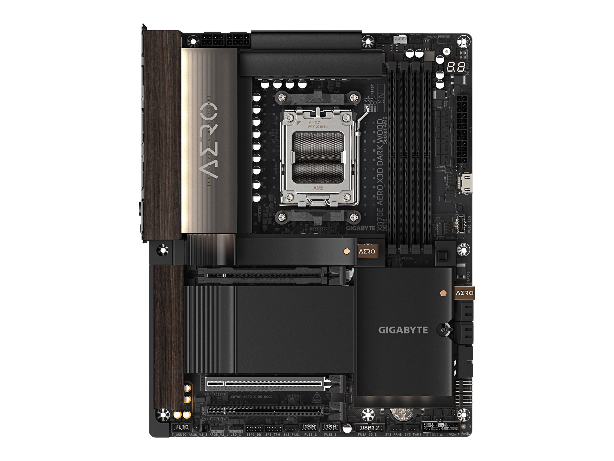 GIGABYTE X870E AERO X3D DARK WOOD Bundkort - AMD X870E - AMD AM5 - DDR5 RAM - ATX