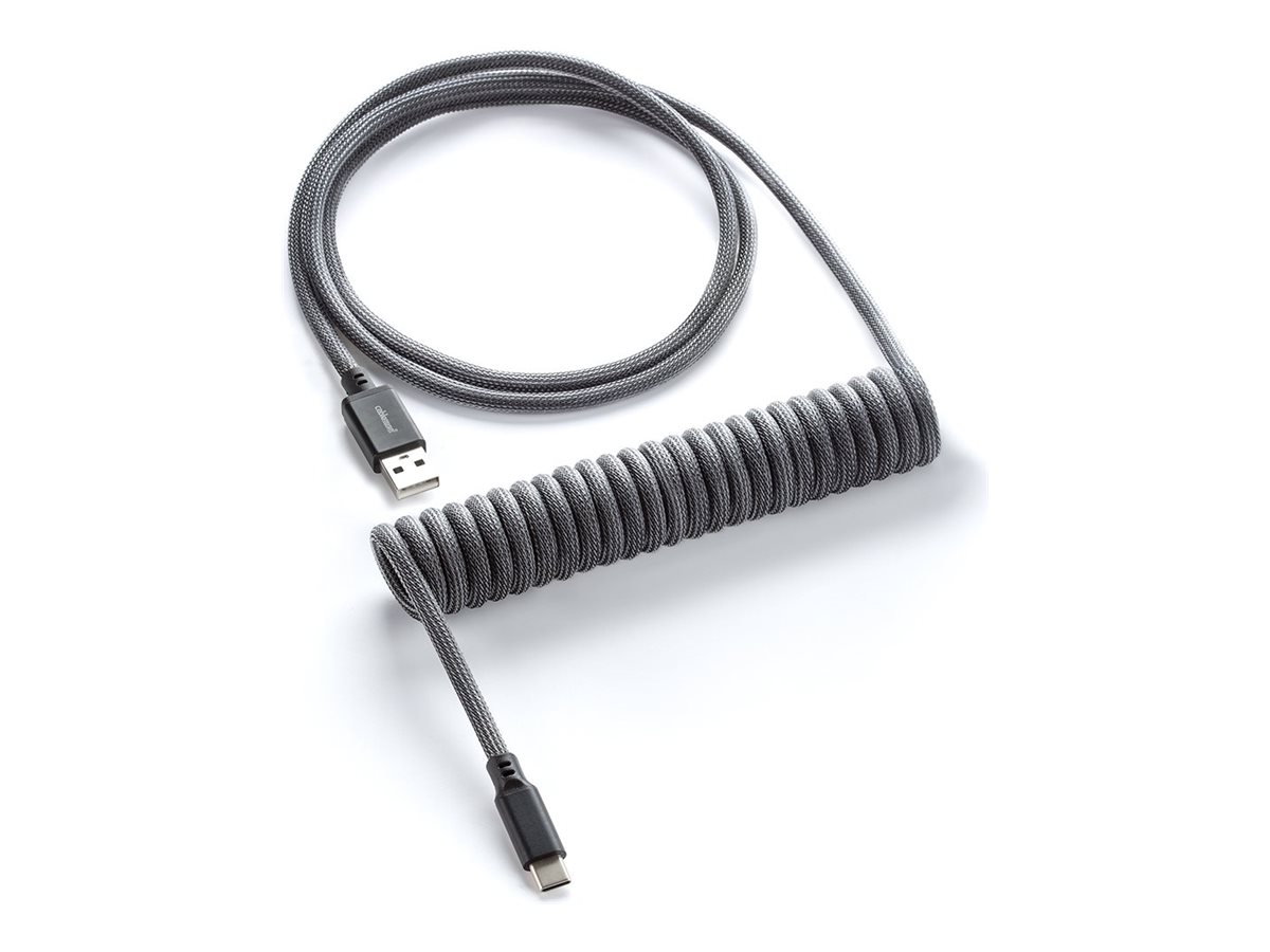 CableMod Classic Coiled Keyboard Cable USB A to USB Type C, Carbon Grey - 150cm USB Kabler - GEEKD.dk