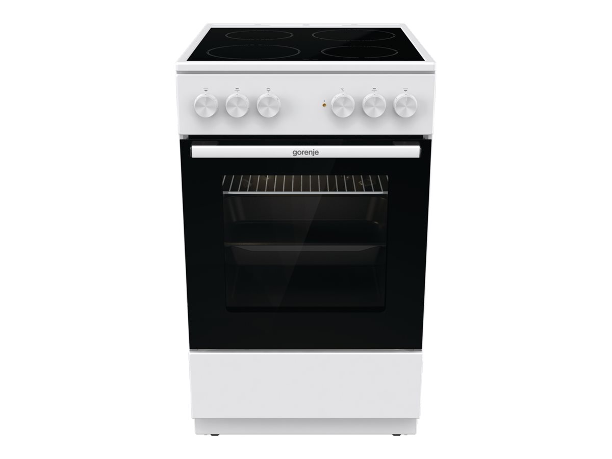 Gorenje GEC5A21WG, Fritstående komfur, Hvid, Dreje, Hvid, Rustfrit stål, Stål