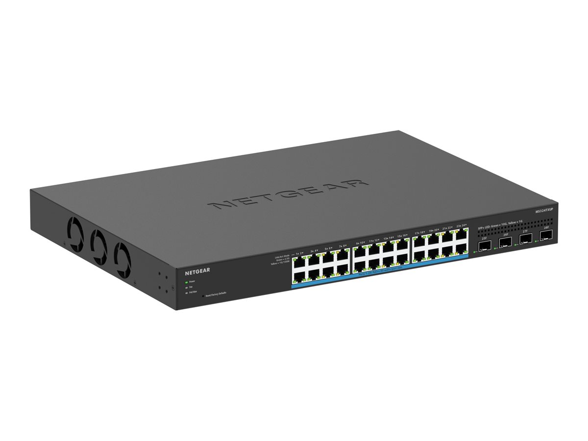 NETGEAR Smart MS324TXUP - Switch - 2+/L3 Lite - smart - 24 x 100/1000/2.5G (PoE++) + 4 x 10 Gigabit SFP+ (uplink) - monterbar på stativ, desktop - PoE++ (720 W)