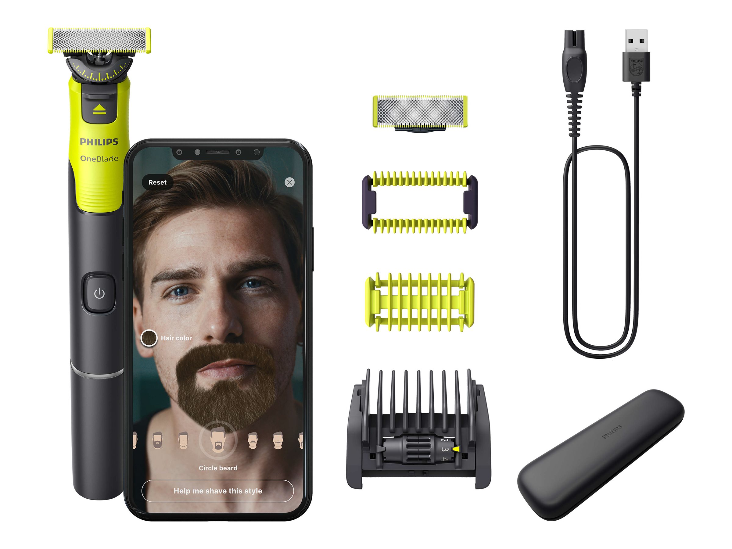 Philips Skægtrimmer OneBlade 360 Med Tilslutning Til Ansigt Og Krop