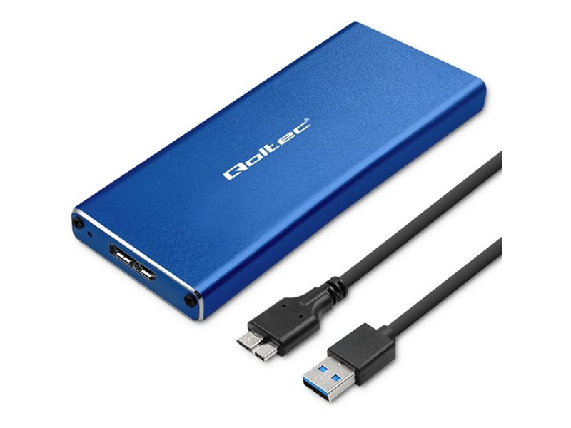 Qoltec - Lagringspakning - NGFF - M.2 - SATA 6Gb/s - USB 3.0 - blå