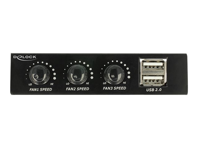 DeLOCK 3.5" Front Panel > 2 x USB 2.0 and fan control Lagrings bay port panel