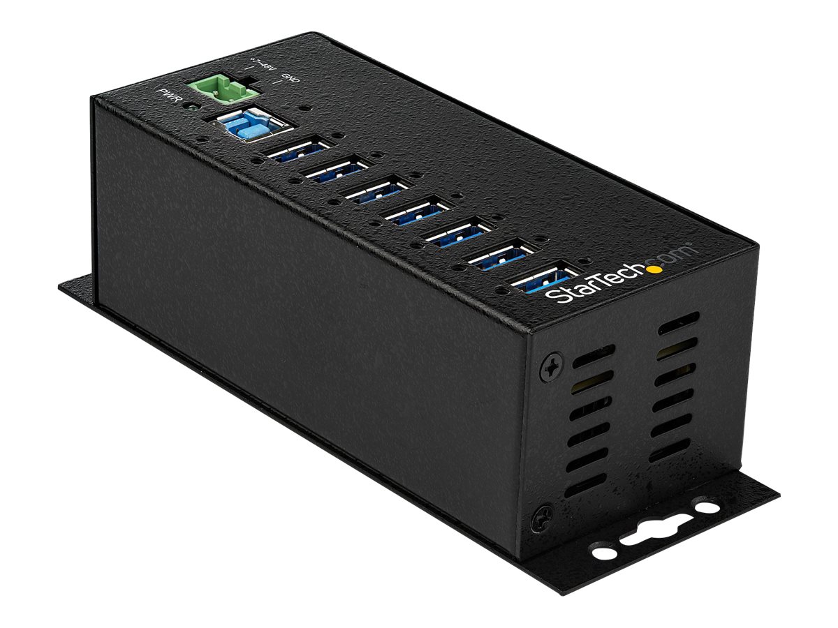 StarTech.com 7 Port USB Hub w/ Power Adapter - Metal Industrial USB 3.0 Data Hub - Din Rail, Wall & Desk Mountable USB 3.1 Gen 1 5Gbps Hub Hub 7 porte