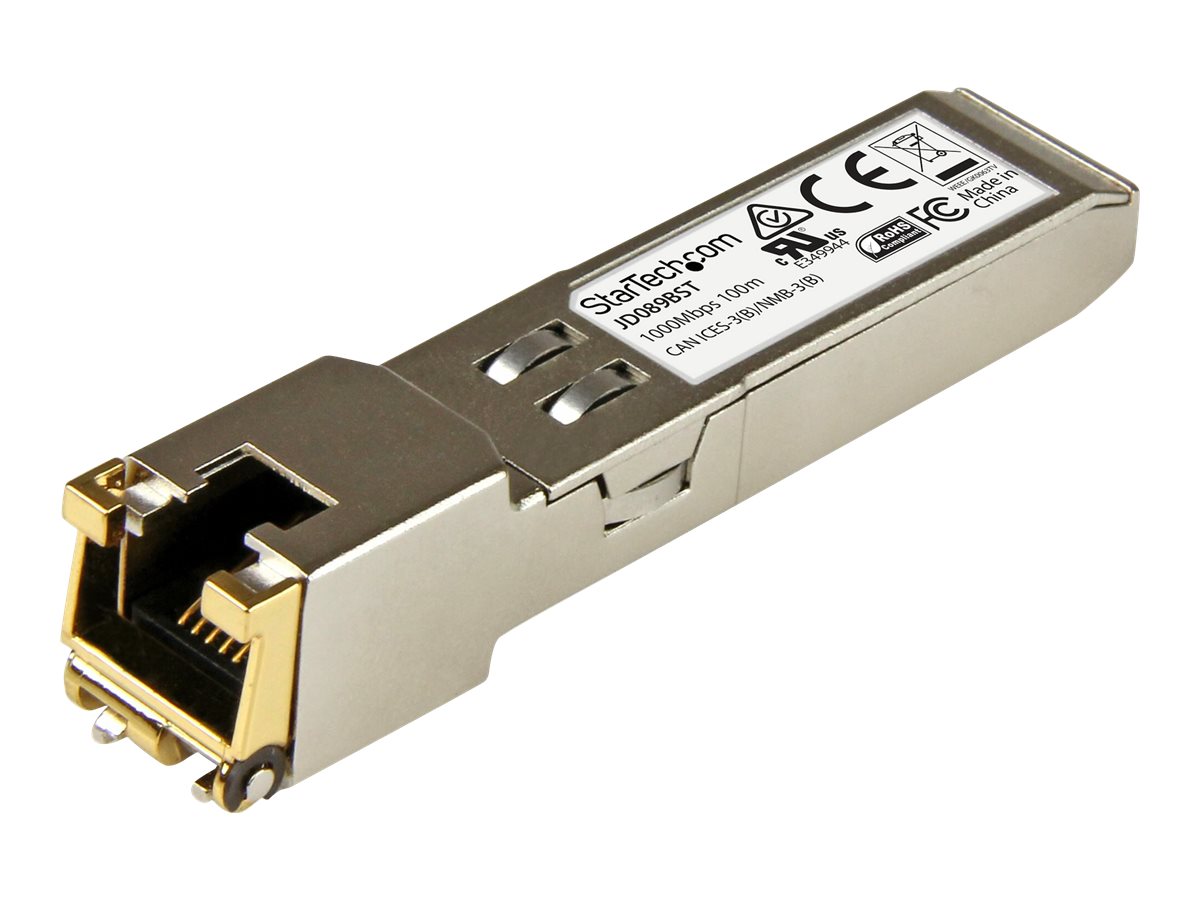 Startech HPE JD089B Compatible SFP Module, 1000BASE-T, SFP to RJ45 Cat6/Cat5e, 1GE Gigabit Ethernet SFP, RJ-45 (Copper) 100m, HPE 5820AF, 12500, 5500, 1Gbps Mini GBIC Transceiver SFP - Lifetime Warranty (JD089BST) - SFP (mini-GBIC) transceiver modul (svarende til: HP JD089B) - 1GbE - 1000Base-T - RJ-45 - op til 100 m