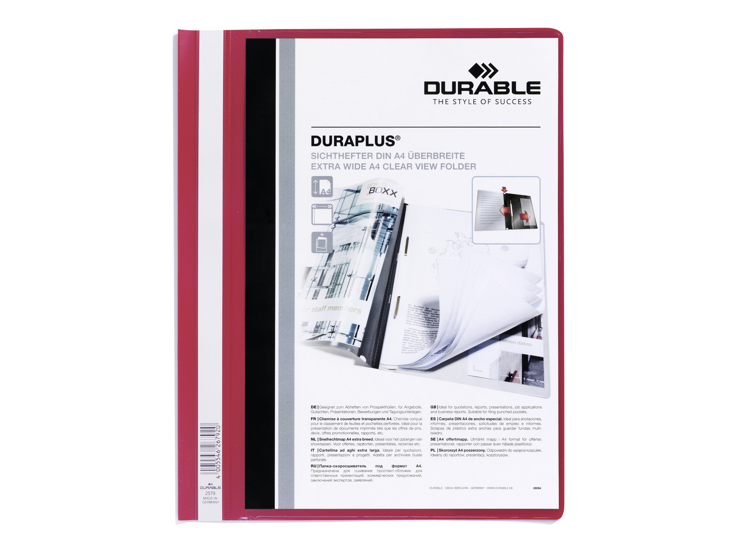 DURABLE DURAPLUS Rød Rapportfil A4 (210 x 297 mm) Rød